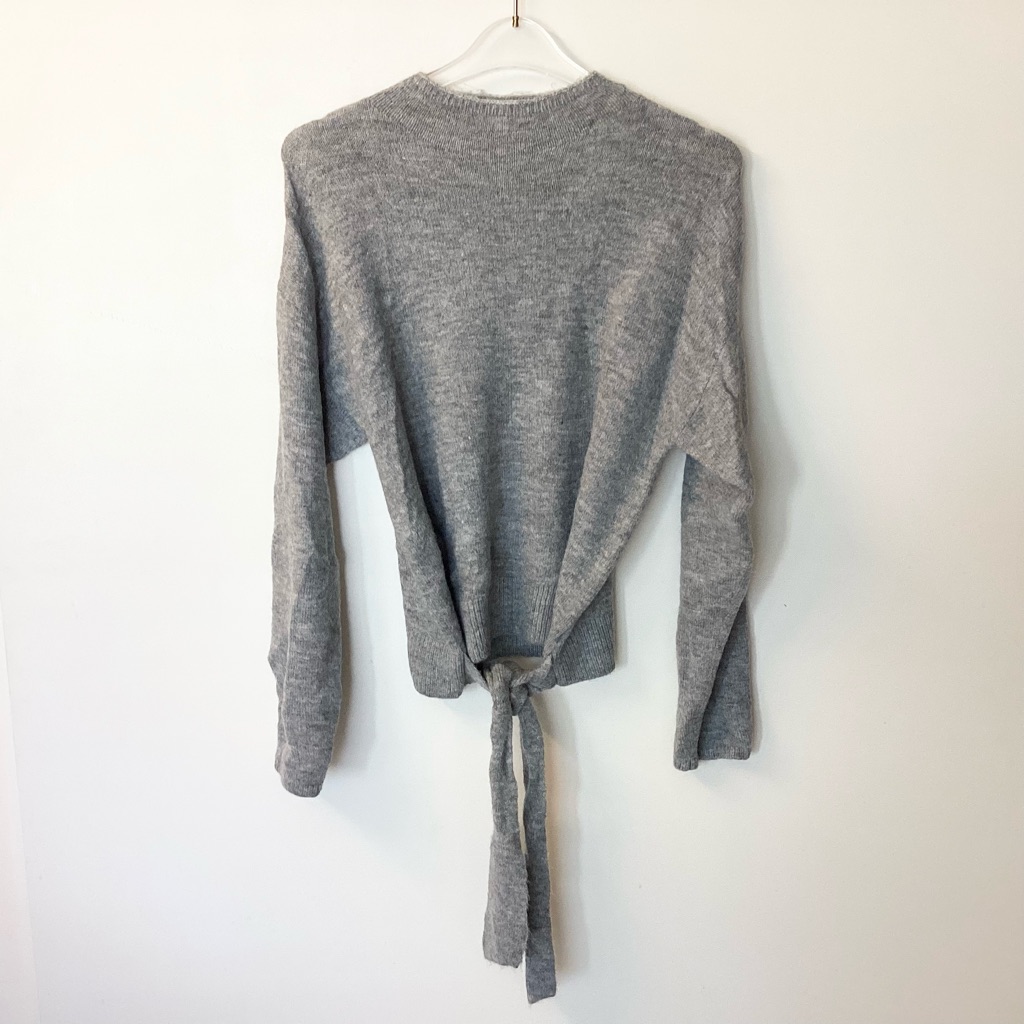 Nwt Wayf Belted / Tie Hem Wool Blend Sweater - Gray - M